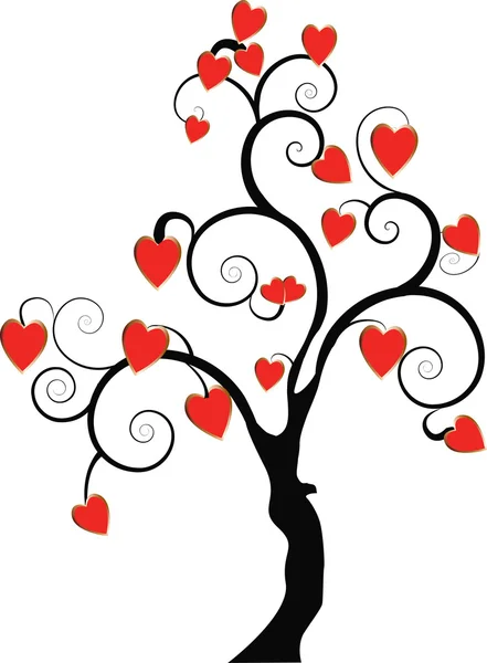 A black tree with hearts — Stock Photo, Image