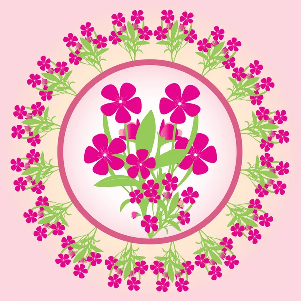 Carte avec fleurs roses — Image vectorielle
