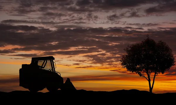 Skid loader and a single tree — Stock Photo, Image