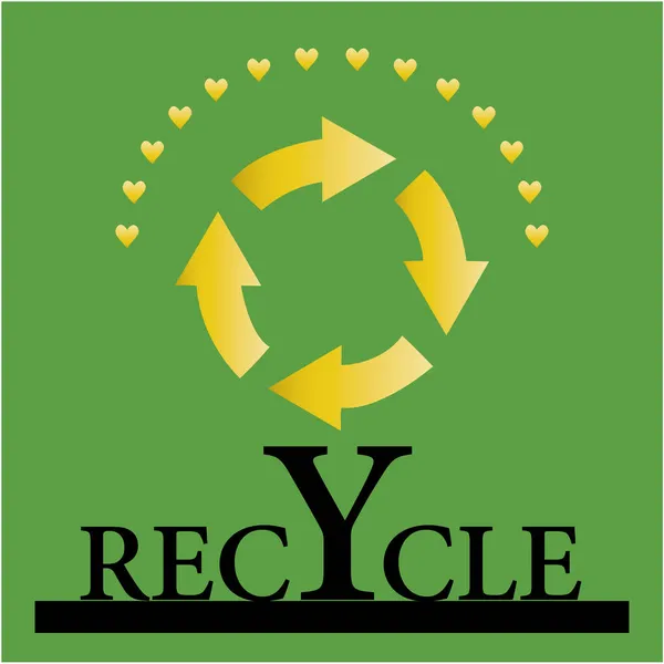 Recycler Signe Avec Des Cœurs Autour Haut Fond Vert Texte — Image vectorielle