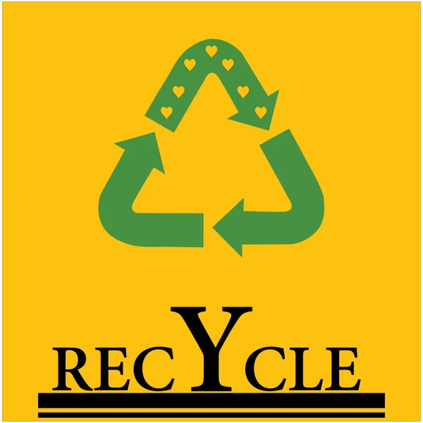 Recycler Signe Avec Des Cœurs Autour Fond Haut Jaune Texte — Image vectorielle