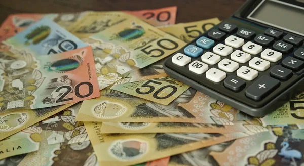 Avusturalya Dolar Dolar Ile Hesap Makinesi — Stok fotoğraf