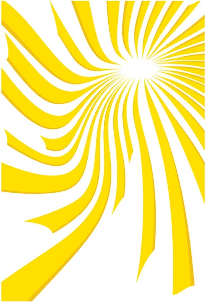 Leuchtend Gelbe Wirbelnde Strahlen Auf Weißem Hintergrund — Stockvektor
