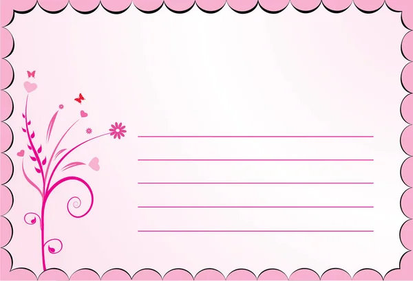 Κάρτα Ροζ Σκαλπ Άκρη Και Floral Σχέδιο Στα Αριστερά Και — Διανυσματικό Αρχείο