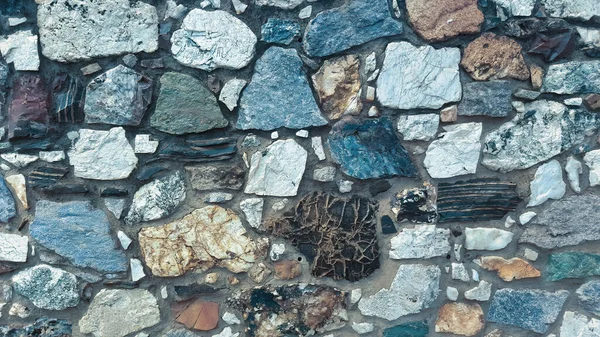 Nahaufnahme Von Getönten Farbigen Rauen Steinwand Bunte Hintergrund Mit Raum — Stockfoto
