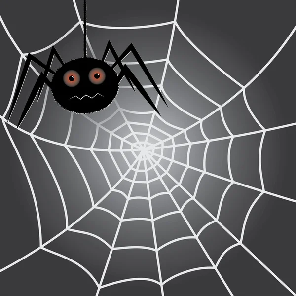 Araña en una telaraña — Vector de stock