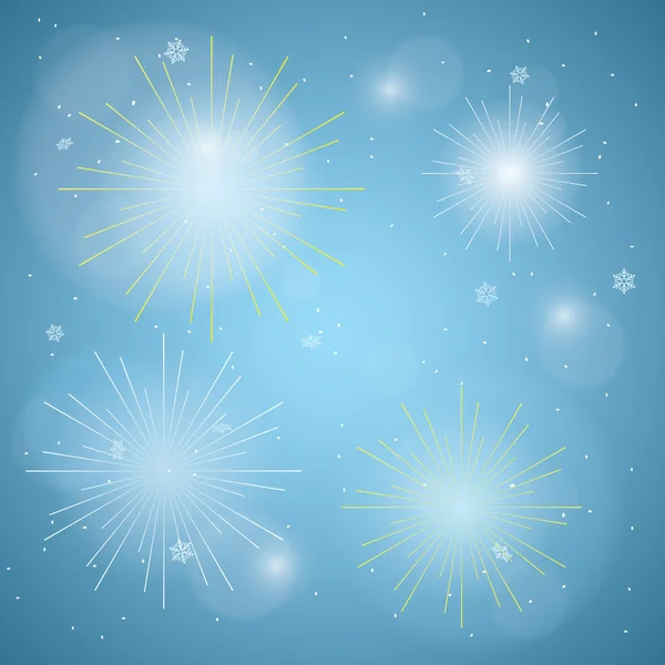 Fireworks in the winter sky — Stock Vector