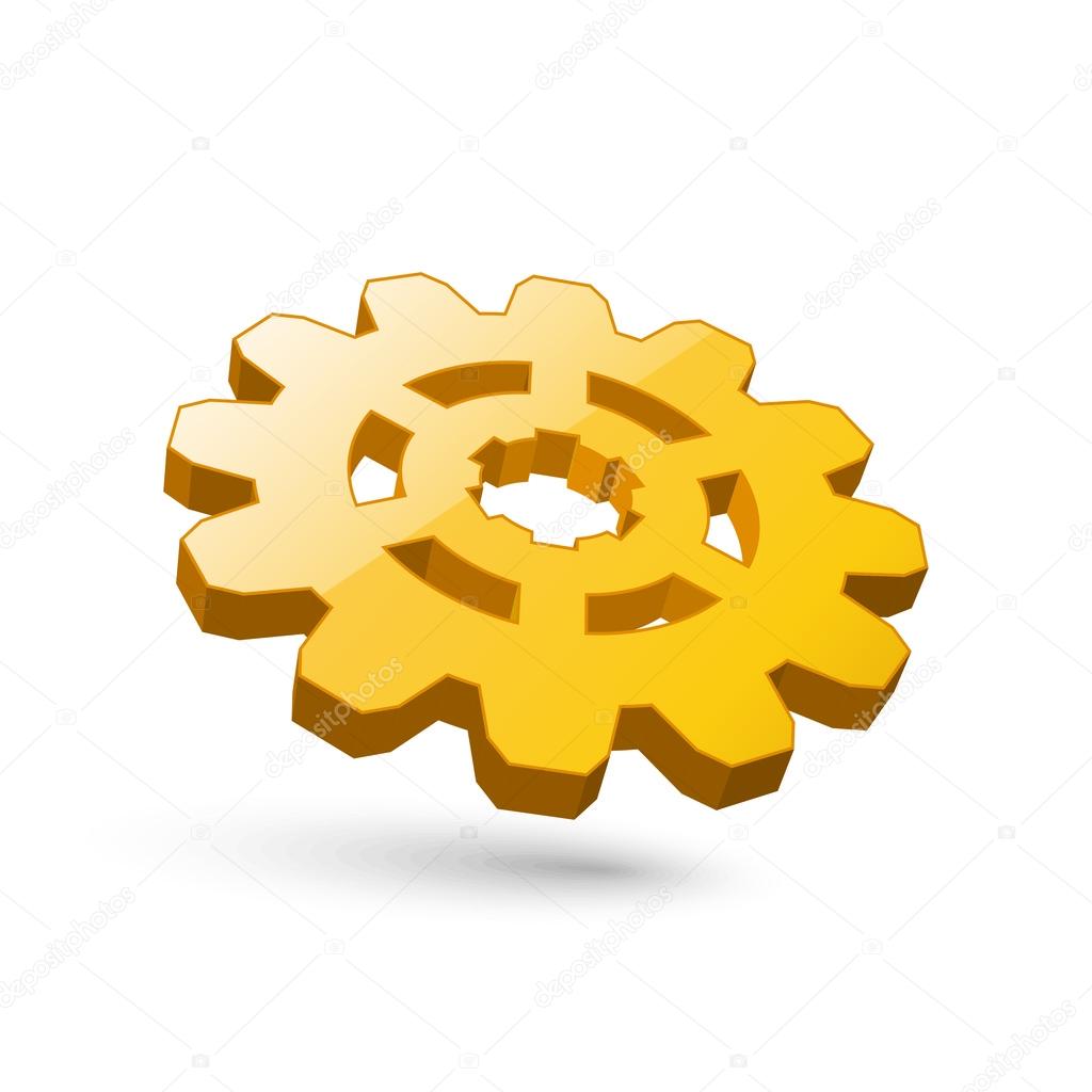 Icon of 3d gear gold.