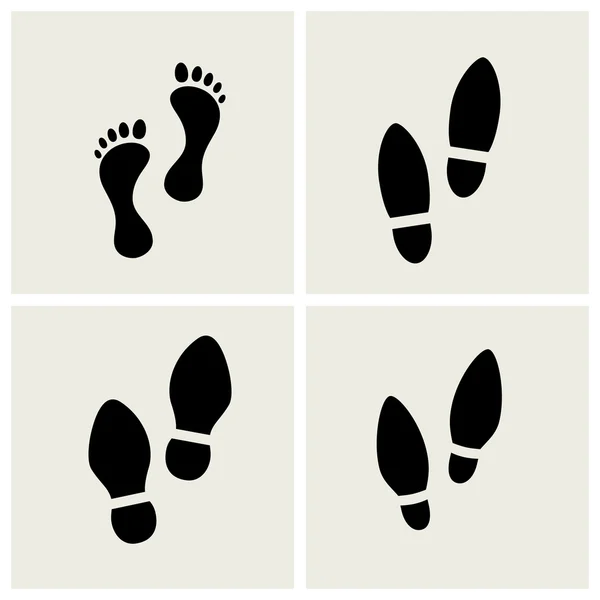 脚和鞋的痕迹 — 图库矢量图片
