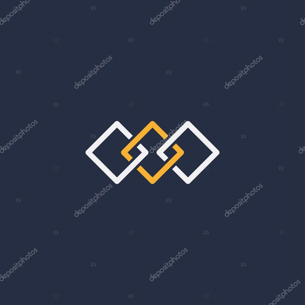 Abstract unity symbol of three squares. template logo design. vector eps8
