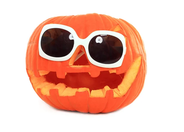Halloween pumpkin with sunglases — Stock Photo, Image