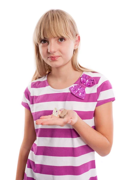 Молодая девушка со слуховым аппаратом — стоковое фото