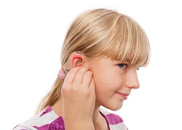 Hearing Aid and a girl — Stock Photo, Image