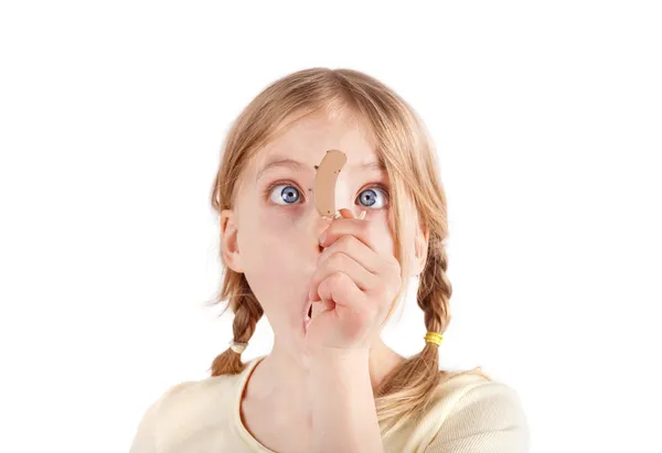 Sorprendido por un audífono — Foto de Stock