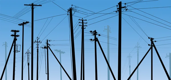 elektrik direkleri siluetleri kümesi