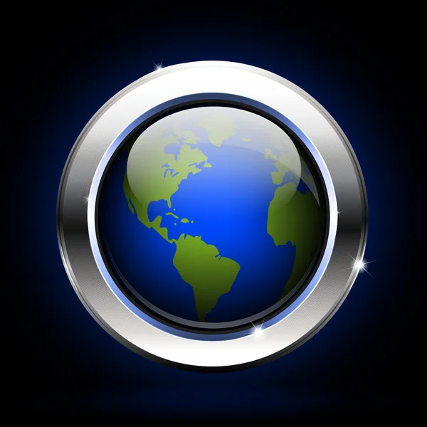 生态世界按钮。地球图标 — ストックベクタ