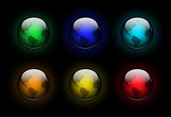 Set of colored buttons planets — Stock Vector