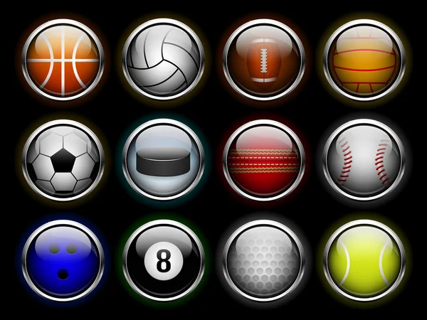 Set of sports balls icon — Stock Vector