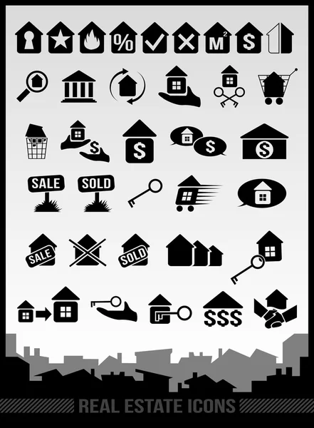 Icônes immobilières — Image vectorielle
