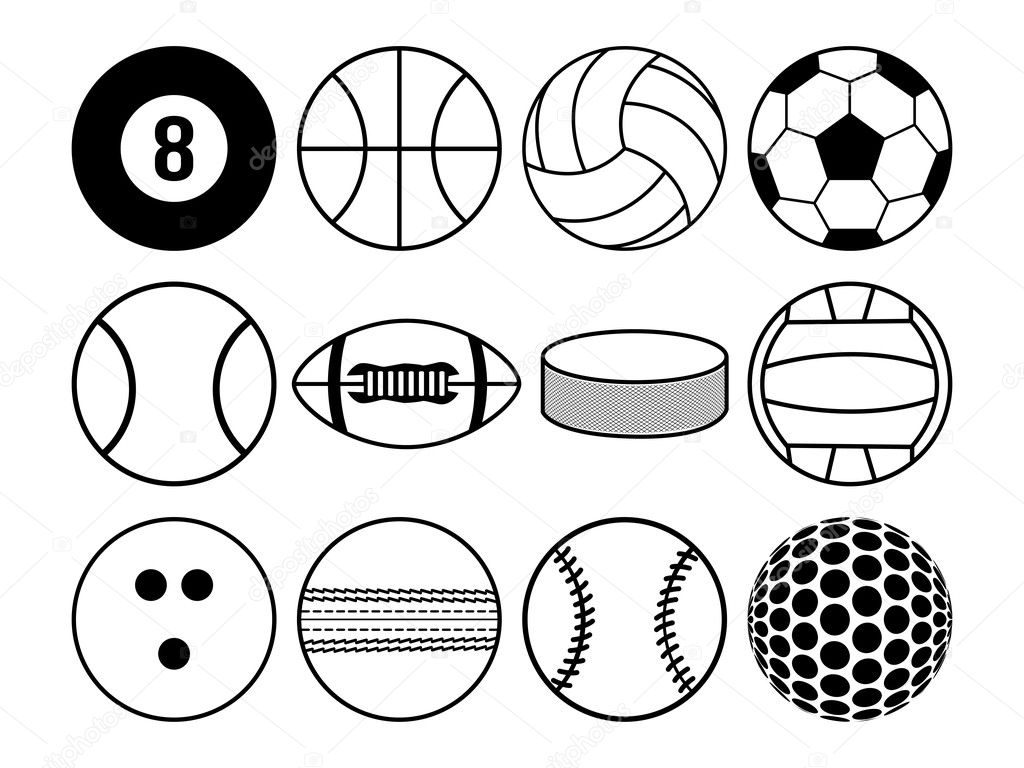 Sports balls black and white Stock Vector Image by ©PavelTalashov 26438069
