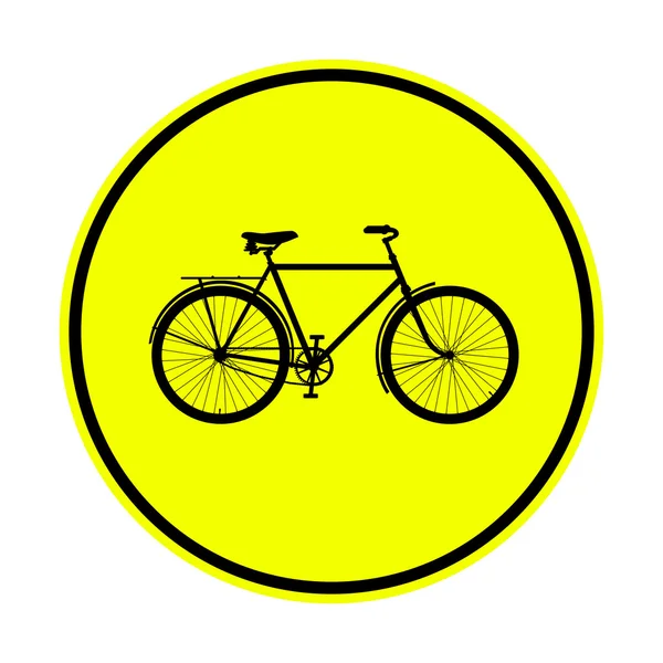 Signo amarillo bicicleta — Vector de stock