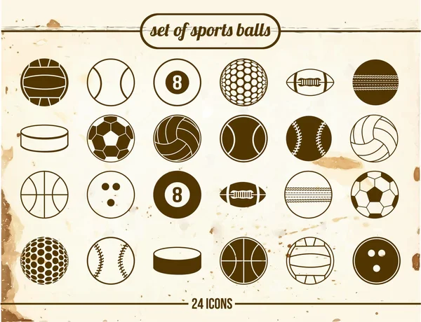 Conjunto vintage de bolas de esportes — Vetor de Stock