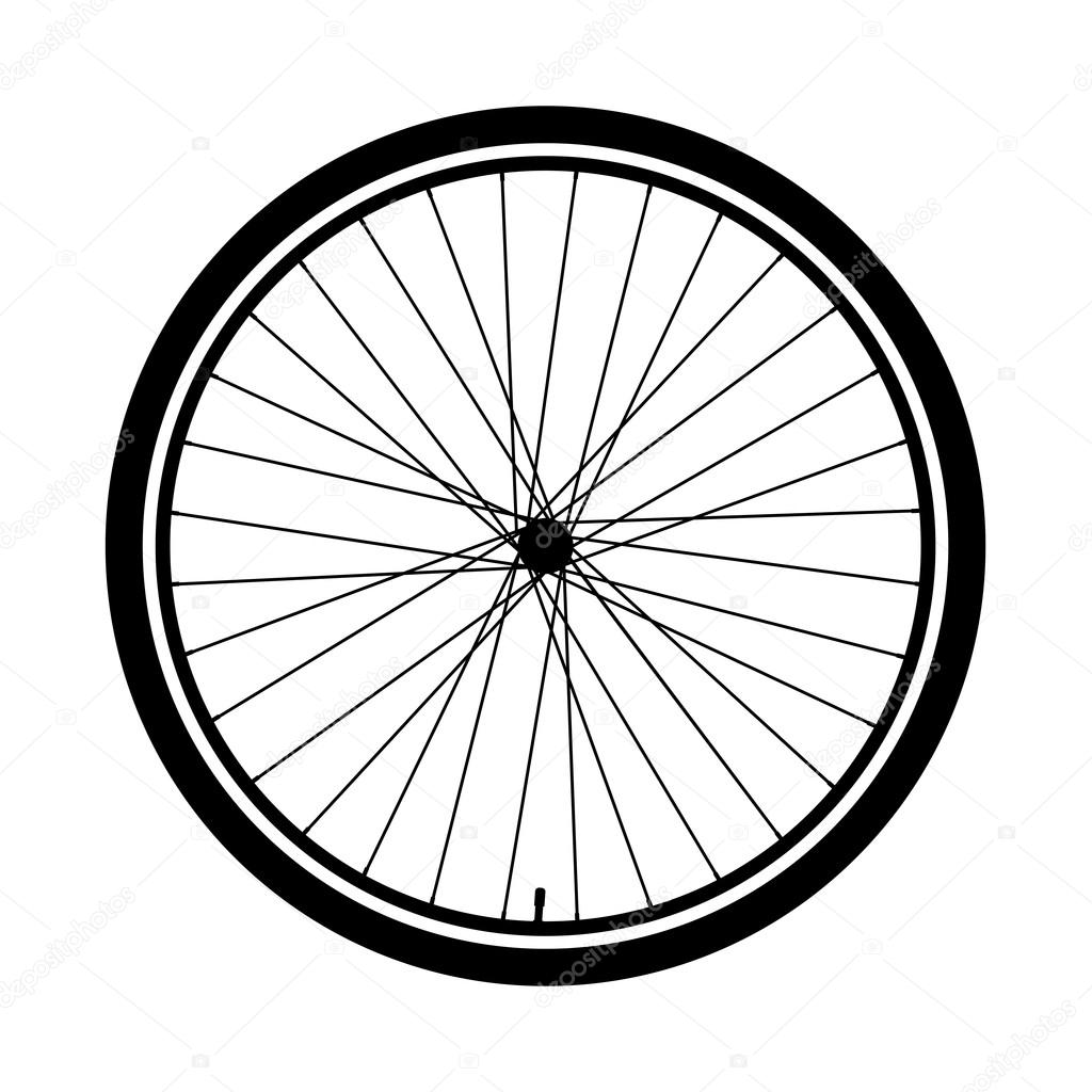 Silhouette of a bicycle wheel