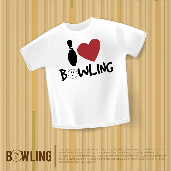 T-shirt I love bowling, bowling fan, bowling alley — Stock Vector