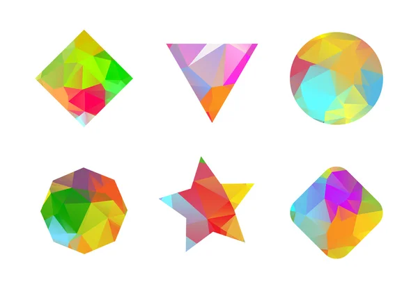 Set of colored geometric polygonal shapes. — Stock Vector