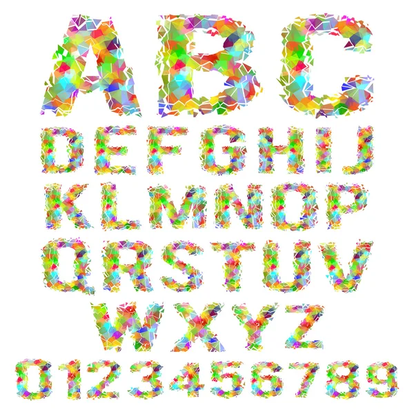 Векторный набор разноцветного геометрического многоугольного разбитого алфавита — стоковый вектор