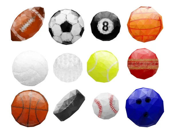 Set van abstracte veelhoekige sport ballen — Stockvector