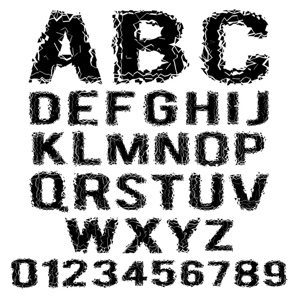 Czarno-białe geometryczne wielokątów złamane alfabet — Wektor stockowy