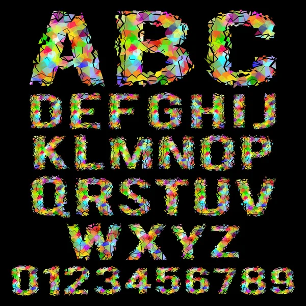 siyah zemin çok renkli geometrik poligonal kırık alfabesi