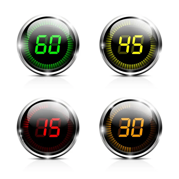 Chronomètres électroniques brillants compte à rebours — Image vectorielle