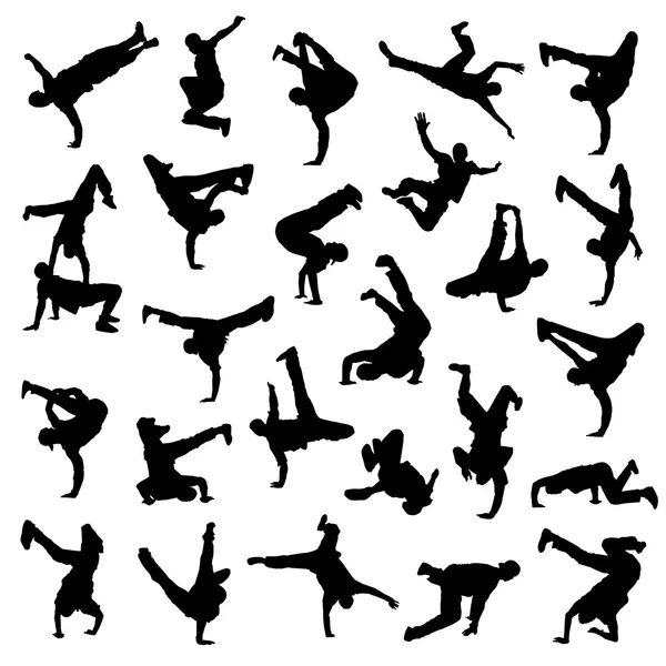 Break Dance silhouettes — Stock Vector