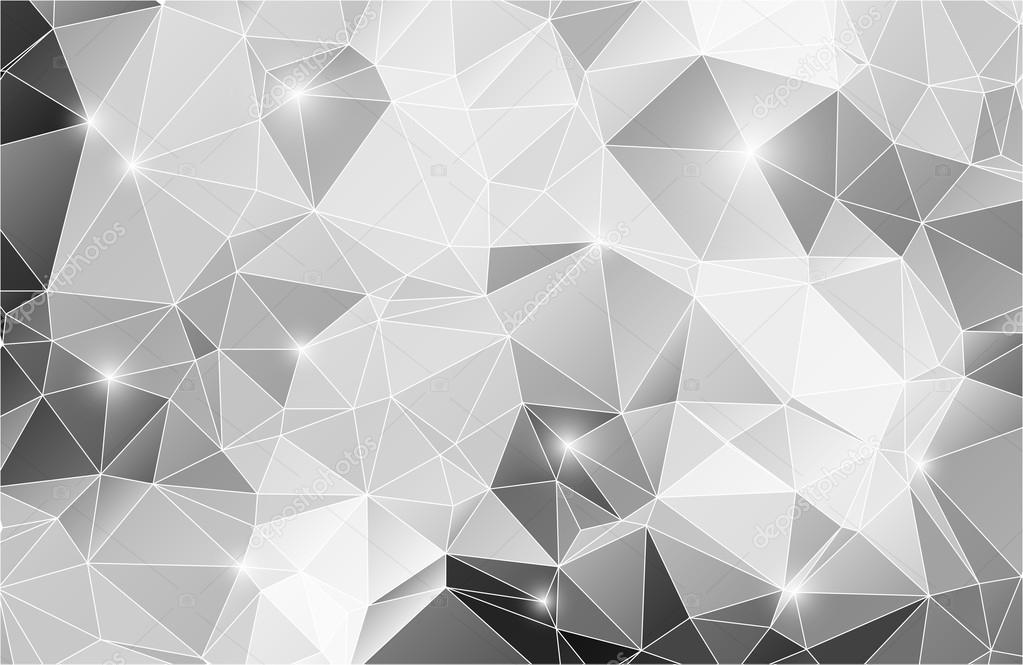 Black and white abstract background shiny polygon
