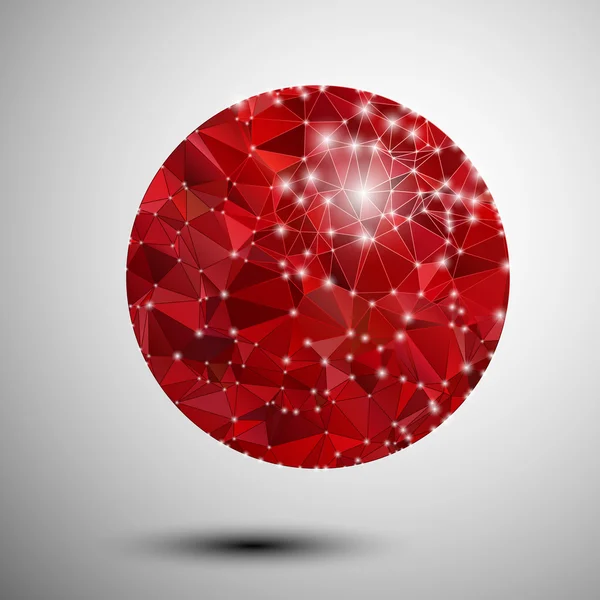 Esfera poligonal vermelha brilhante abstrata —  Vetores de Stock