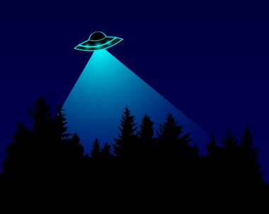 UFO over the forest clipart