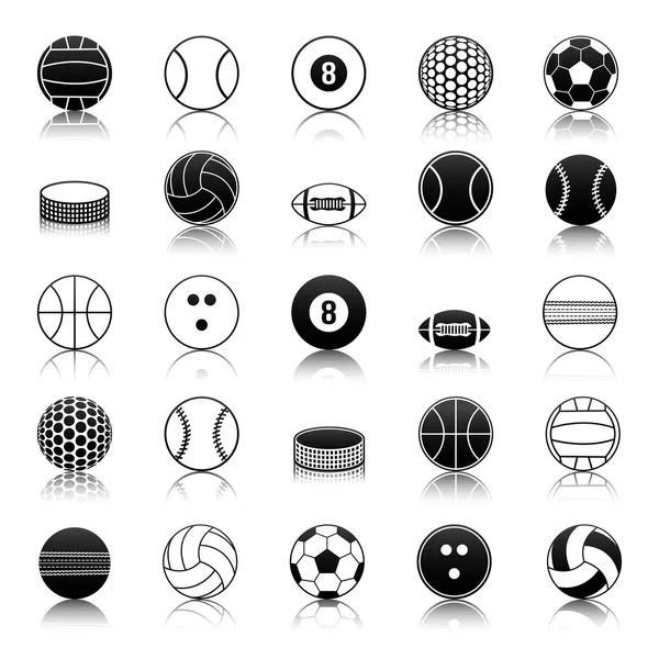 Pack de iconos de pelotas deportivas — Vector de stock
