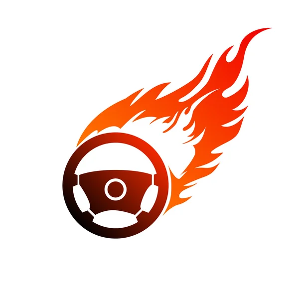 Symbol burning automobile steering — Stock Vector