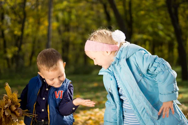 Возбужденные дети смотрят на жука — стоковое фото