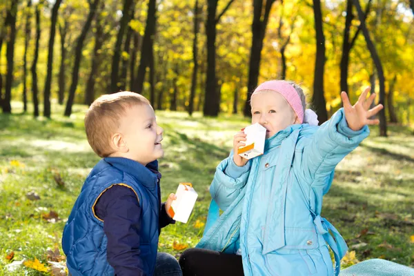 Enfants dégustant une boisson rafraîchissante — Photo