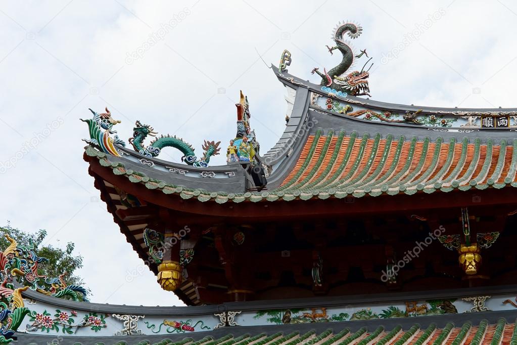 Ornate Asian temple roofline