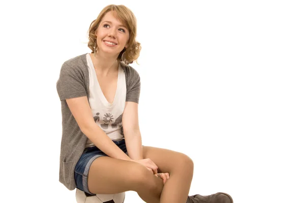 Feliz Sorrindo Jovem Mulher — Fotografia de Stock