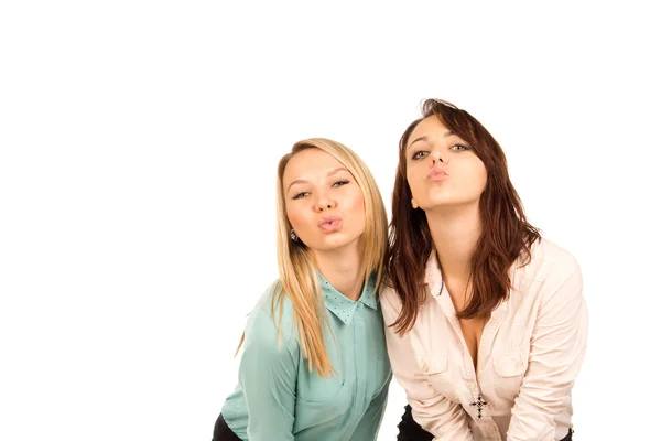 Mischievous young girls looking for a kiss — Stock Photo, Image