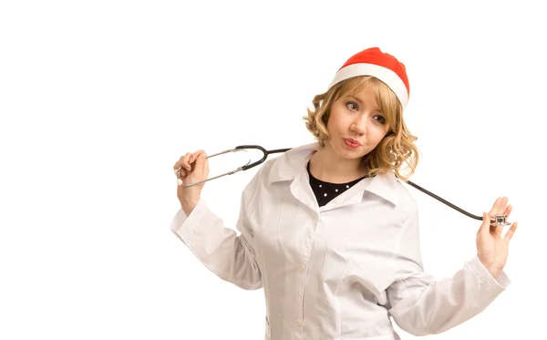 Enfermera en un sombrero de Santa —  Fotos de Stock