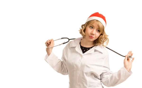 Infermiera con un cappello da Babbo Natale — Foto Stock