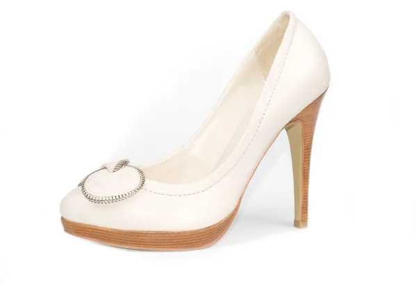 Ladies classic elegant white court shoe — Stock Photo, Image