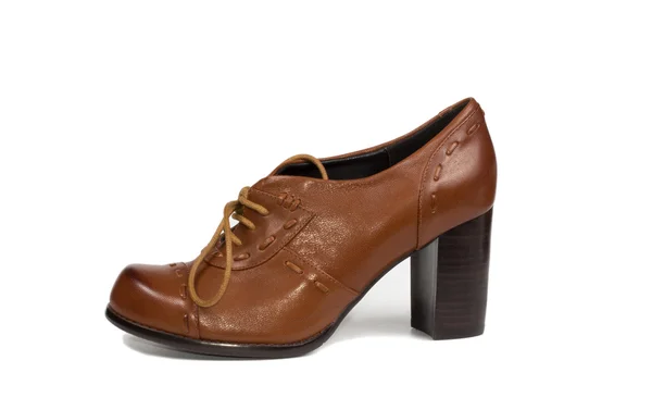 Brown leather ladies court shoe — Stock Photo, Image