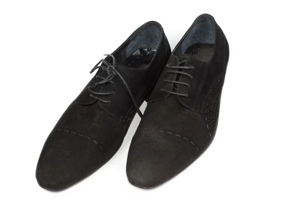 Dames lage hakken zwarte kant van schoenen — Stockfoto
